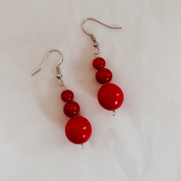 Red Drop Earring - Picture 3 of 3